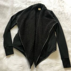 A&F Black Sherpa Jacket with faux leather lining